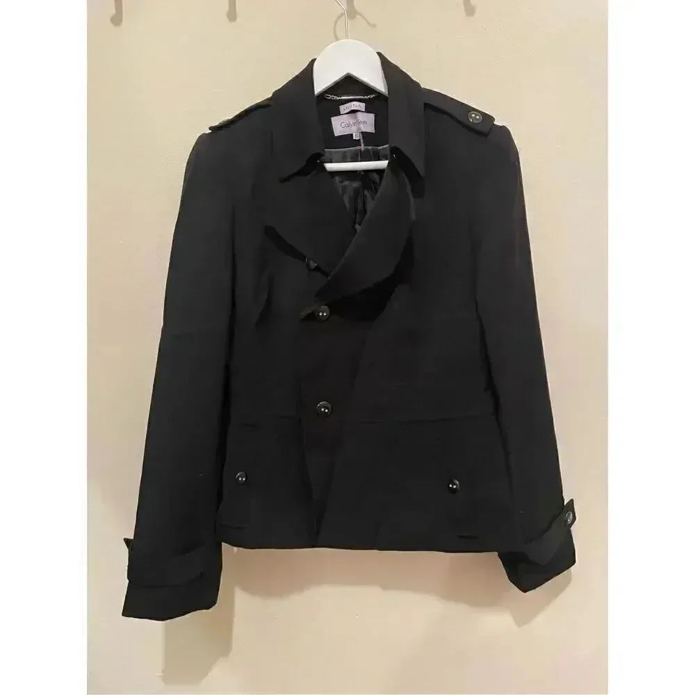 Flawed Calvin Klein black blazer button jacket size 8 petite